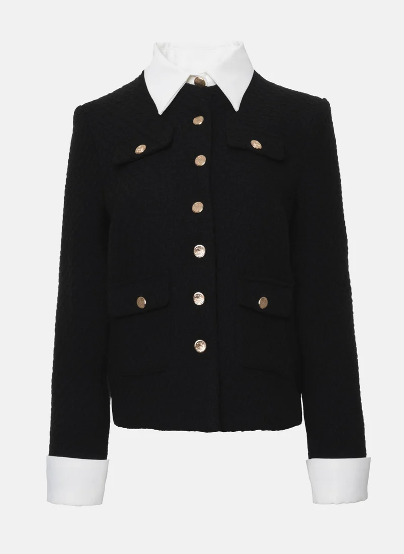 Lichi Vintage-inspired contrast-collar jacket